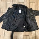 Faux leather jacket pu leather coat trench parka fall coat motorcycle jacket Black Size XS Photo 7
