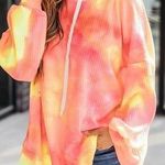 Pink Lily  Tie Dye Waffle Knit Hoodie Oversized Top Size Small Photo 0