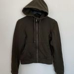 Lululemon Womens Size 4 dark Olive green Press Pause zip up Cotton Hoodie Jacket Photo 1