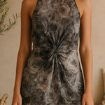 Zimmermann  Silk Floral Printed Vapour Twist Mini Dress in Silver Photo 0