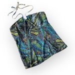 Papillon new Blanc ๐ฎ Shaped Boho Halter Corset Top ๐ฎ Floral Paisley Print ๐ฎ L Photo 1