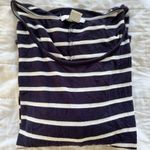 Bar III Navy & white striped wide cropped shirt Photo 8