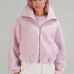 Lululemon Rare Cinchable Fleece Zip-Up Jacket Pink Peony, 8 Cozy Teddy Sherpa Photo 0