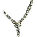 Vintage Glass Rhinestone Necklace Collar Choker Y Shape Blue Drop Adjustable 18" Photo 2