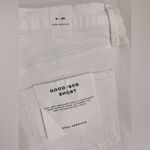 Good American NWT  Good 90’s White Denim Jean Shorts Raw Hem Distressed Size 6 Photo 5