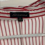 Shinestar  Red White striped 3/4 sleeve XL tunic top coverup lightweight holiday Photo 3