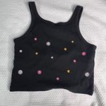 PINK - Victoria's Secret  Black Ribbed Floral Embroidered Crop Tank Top Women's M Photo 7