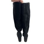 Nine West  Tall Boots Size 6.5 Womens Black Leather Upper Side Zip Block Heel Photo 4