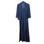 Alex Evenings Navy Blue Lace Glitter Two Piece Jacket Sleeveless Satin Dress 6 Photo 5