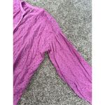 Free People  Maddison Eyelet Blouse Orchid L Button Front Long Sleeve Oversized Photo 14