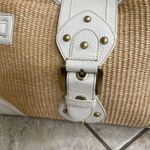 Rafe Woven Straw Hobo Bag White Leather Trim Studded Accents Cute Chic Purse Tan Photo 1