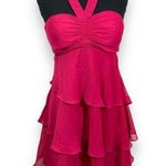 Fuchsia Pink Flowy Tiered Halter Dusk Collection By Sheila Yen Dress Size 4 Photo 0