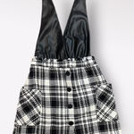 ZARA  Tweed Plaid Faux‎ Leather Pinafore Dress With Pockets Size S Photo 0