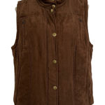 Relativity Vest Faux Suede Brown Quilted Padded Sleeveless Jacket Women XL Photo 0
