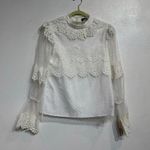 On Twelfth  White Lace Long Sheer Sleeve Blouse Sz S Photo 0