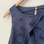 Free People Indigo Combo Tank Top Floral Print Cutout Sleeveless Crinkle Cut Out Photo 5