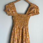 OPT Daphne Smocked Midi Dress Small Orange Photo 4