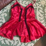 Victoria's Secret Victoria Secrets Gold Label Red/ Black Satin Lace Slip Dress Size Medium Photo 0