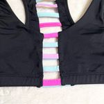 PINK - Victoria's Secret VS PINK Ultimate Sports Bra Size Small Black with Pink & Blue Strappy Cut Out Photo 3