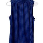 Ann Taylor black and blue checkered business casual blouse sleeveless summer Photo 0