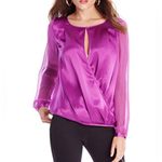  Silk Blouse Sheer Long SleevePurple Silk Blouse Marciano Long Sleeve Photo 4