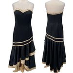 Vintage Y2k Camille La Vie Gown Beaded Strapless Satin Sweetheart Black Beige 10 Photo 0