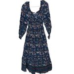 SEA NEW YORK Navy Pink Noah Smocked Long Sleeve Midi Dress Size 2 Blue Photo 2