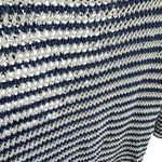 360 Sweater 100% Linen Blue Cream Striped Nautical 3/4 Sleeve Sweater Size S Photo 2