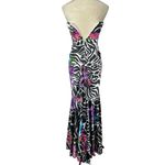 Cache Vintage Y2k  Strapless Maxi Dress Floral Zebra Print Ruched Formal Gown‎ 2 Photo 4