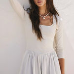 Free People  Free-est Onda Drop-Waist Long-Sleeve Mini Dress in Cream Photo 0