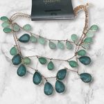 Massini  teal gold three layered teardrop necklace new Photo 0