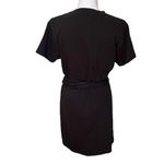 Vince  Short Sleeve Waist Tie Shirt Mini Dress Black Womens Size Medium Photo 8