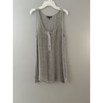 Eileen Fisher  Tunic Top XS Gray Silver Woven Italian Linen Mesh Henley Photo 11