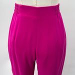 Vintage 80s Silk Pants Trousers High Rise Pleated Straight Leg Magenta Hot Pink Size 4P Photo 7