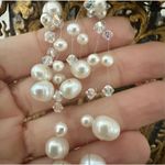 sterling silver floating freshwater pearl and crystal earrings Photo 1