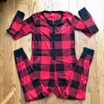 Old Navy Onesie Red and Black Plaid Front Button Closure Pajamas Women’s Size L Photo 0