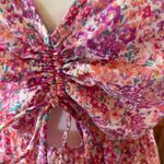 Sweet Storm Sweet.storm pink multicolored ditzy floral ruffled v-neck mini dress. Size L. Photo 1