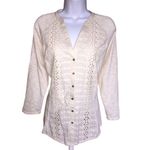 Bit & Bridle  Women Size Small Blouse Top Oatmeal Ivory Eyelet Equestrian Western Photo 1