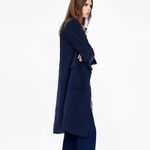 ZARA Navy Blue Cargo Trench Coat Size Medium Military Lightweight Photo 2