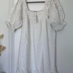 Eloquii White Polka Dot Smocked Front Ruffle Linen Mini Dress NWT Photo 6