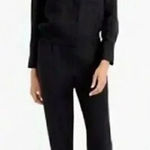 J Crew Women Navy Drapery Oxford Jumpsuit Long Sleeve Elastic Waist SZ 2 Blue Photo 0