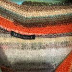 Multicolor Striped Poncho Style Tee Sweater Boho Indie Cowl Neck Cozy Wool Fall Orange Size XL Photo 3