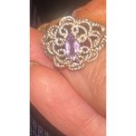 SIGNED NV STERLING SILVER AND AMETHYST RING SIZE 7 Purple Photo 6