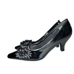 Silver Slipper  Elegant Black patten leather Women's Shoes. Photo 4
