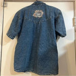 Cowgirl Western Acid Wash Vintage Shirt Embroidered Embellished Studs Floral L Blue Size L Photo 1