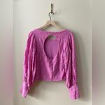 Free People Tea Time Top in Plumeria Pink Fitted Lace Keyhole Back Crop Size L Photo 5
