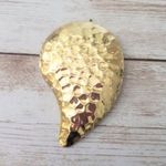 Vintage Scarf Clip Gold Tone Hammered Pattern Teardrop Shape Photo 1