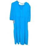 Charles Henry NWT  Nordstrom Aqua Blue Tie Back Midi 3/4‎ Sleeve Dress Size Large Photo 1