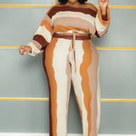 Taragel. Rich Auntie Stripe Pant Set - Curvaceous Boutique Photo 0
