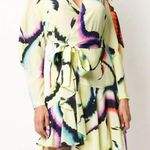 ALC Frank A.L.C. Enzo Silk Chiffon Wrap Dress Yellow Psychedelic Mini Womens 6 Photo 0
